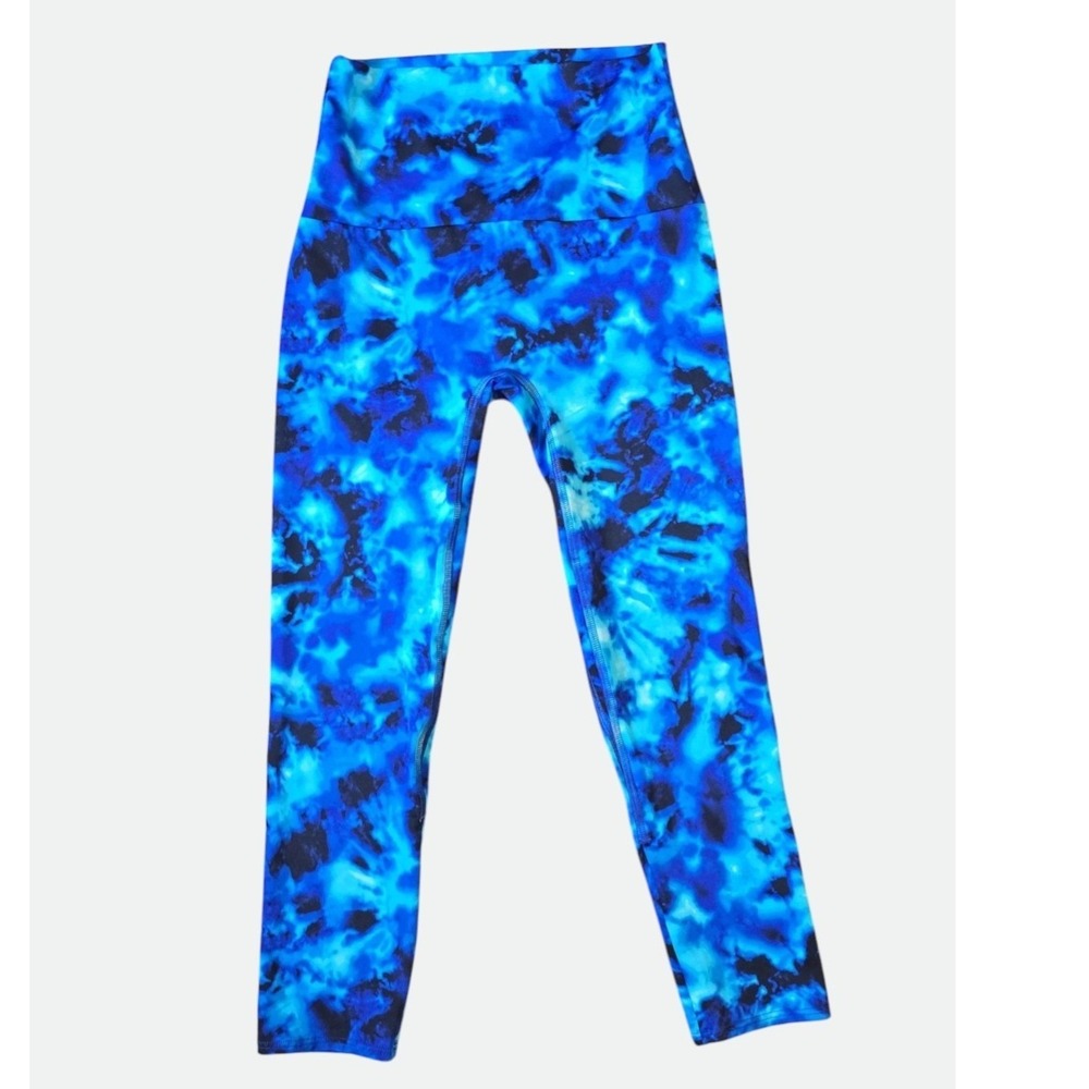 K-DEER Womens High Waisted Tie Dye Yoga Leggings Blue Black Activewear Tights
